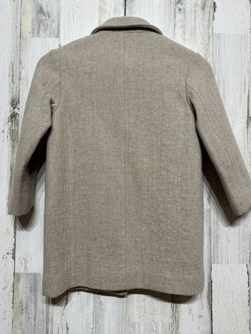 Zara Kids Girls Cream Tan Wool Blend Coat Size 7 Button Closure